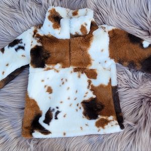 Cow print sherpa